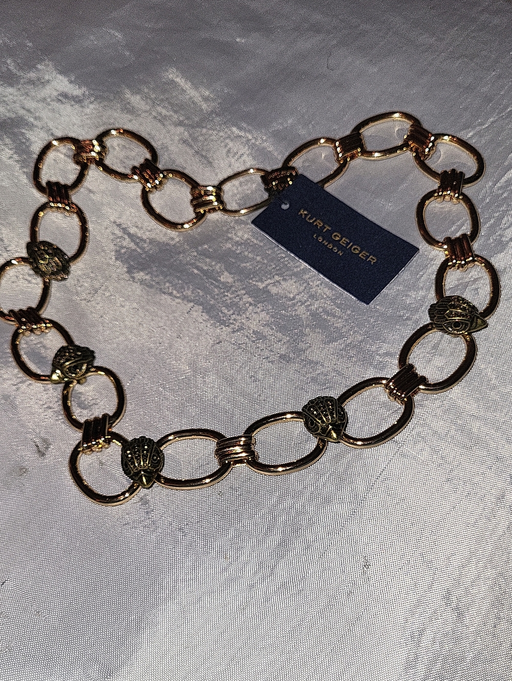 Kurt Geiger Eagle Gold-Tone Oval Link Necklace Rt SL